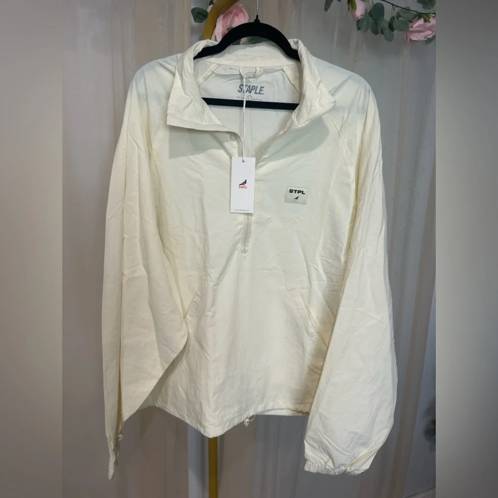 Staple Pigeon STPL Cream Half-Zip Windbreaker Jacket Large NWT Streetwear